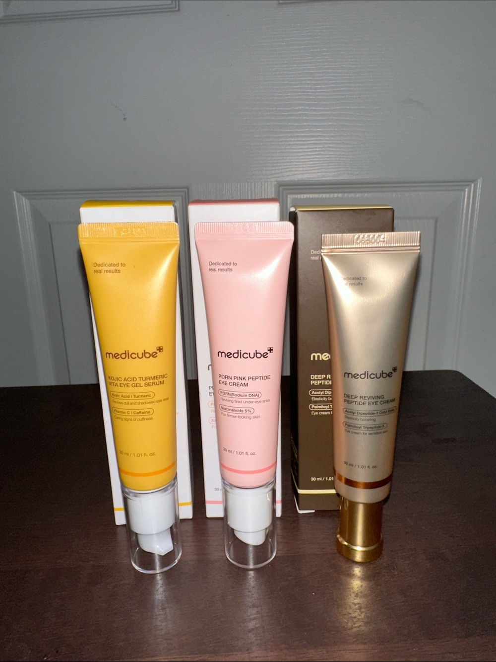 Medicube Brightening & Reviving Eye Cream Trio — Yellow, Pink & Gold
